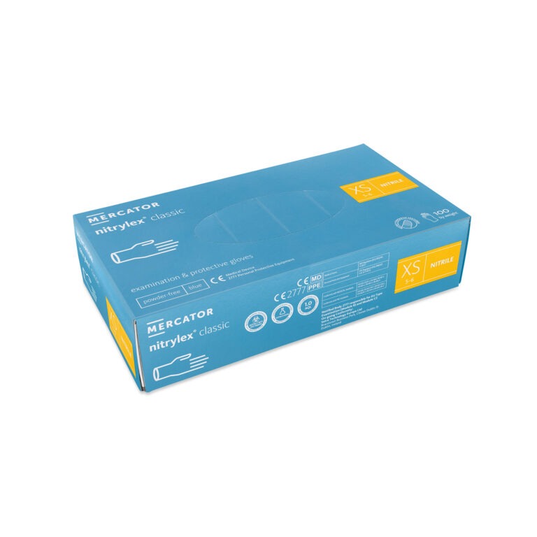 Nitrylex Rękawiczki nitrylowe niebieskie bezpudrowe CLASSIC XS 100 sztuk