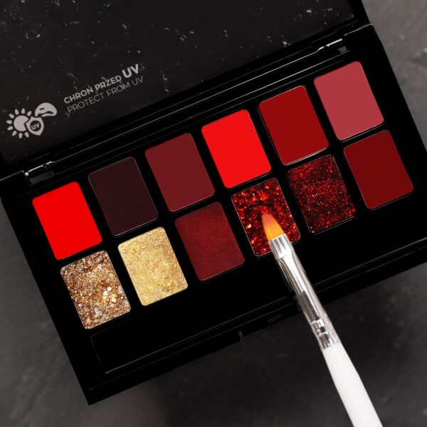 MANI KING Paleta z 12 lakierami hybrydowymi Ruby Glimmer Zestaw 16 - obrazek 6