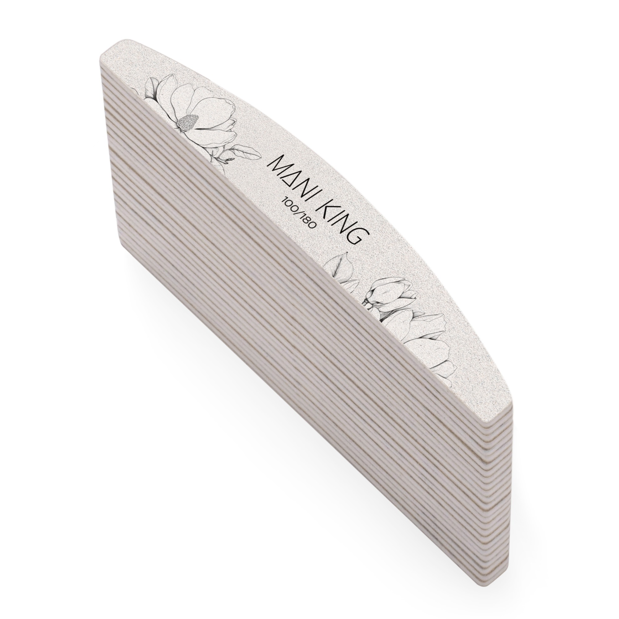 MANI KING Pilnik do paznokci PÓŁKSIĘŻYC 100/180 STANDARD – FLORA - 25 szt. - obrazek 3