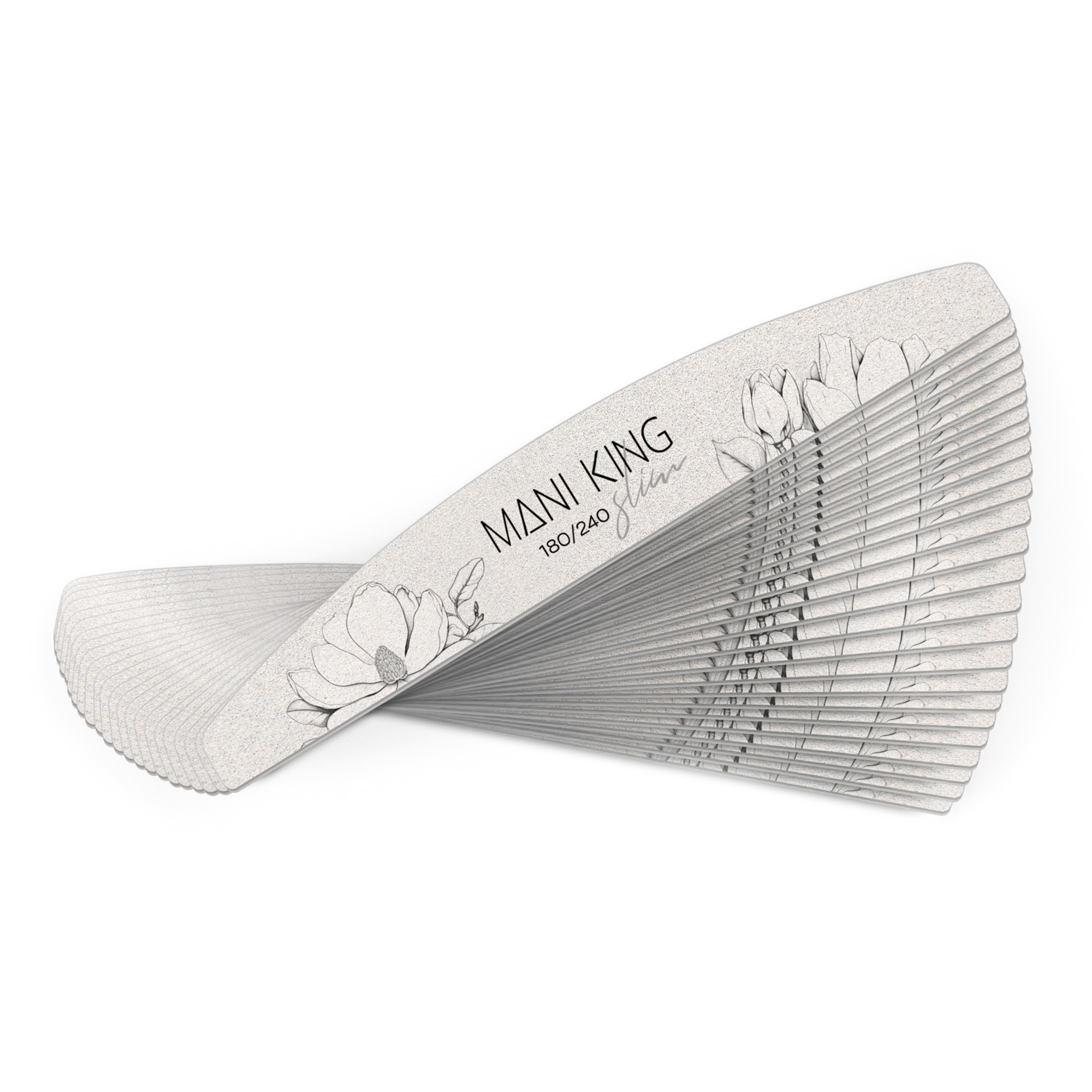 MANI KING Pilnik do paznokci PÓŁKSIĘŻYC 180/240 Slim - Flora - 25 szt.