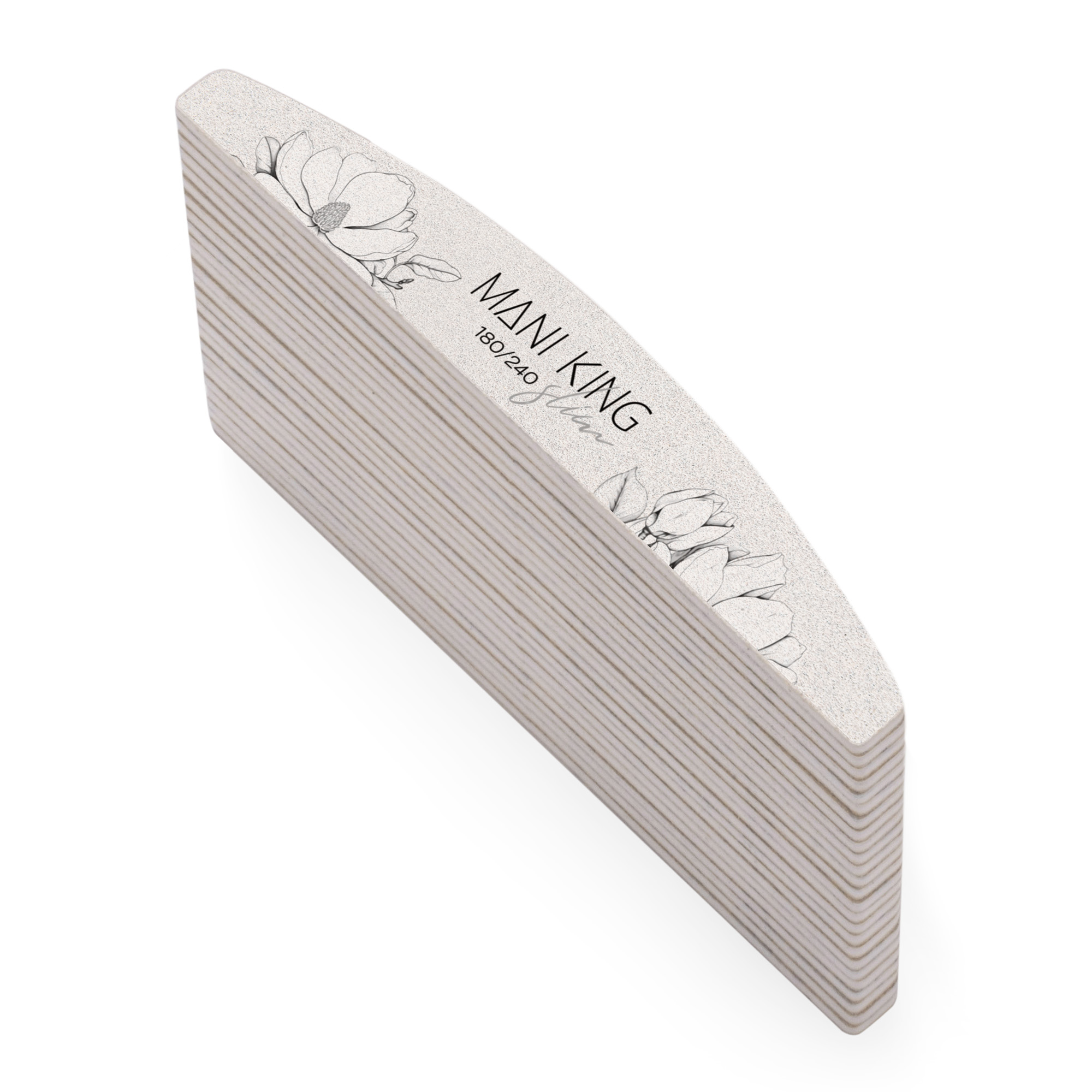 MANI KING Pilnik do paznokci PÓŁKSIĘŻYC 180/240 Slim - Flora - 25 szt. - obrazek 2