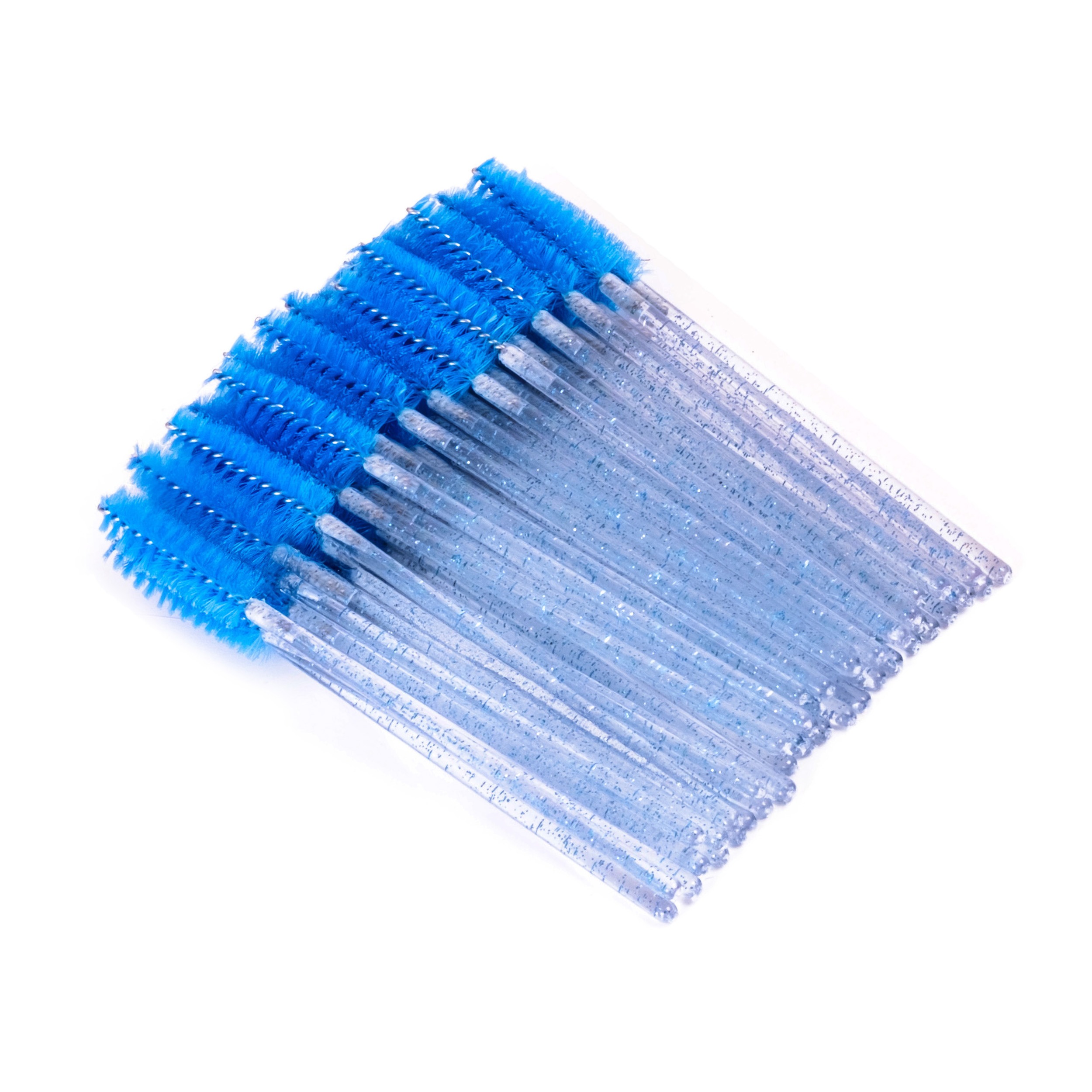 Brokatowe szczoteczki do rzęs i brwi 50 szt. niebieskie