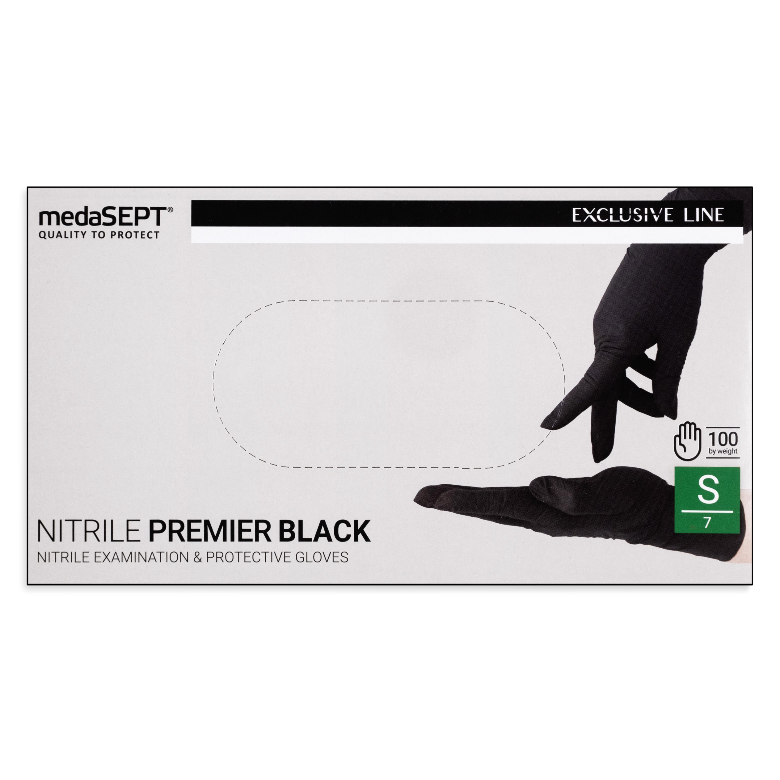 medaSEPT NITRILE PREMIER S rękawice diagnostyczne, nitrylowe, bezpudrowe, czarne 100 szt. - obrazek 2