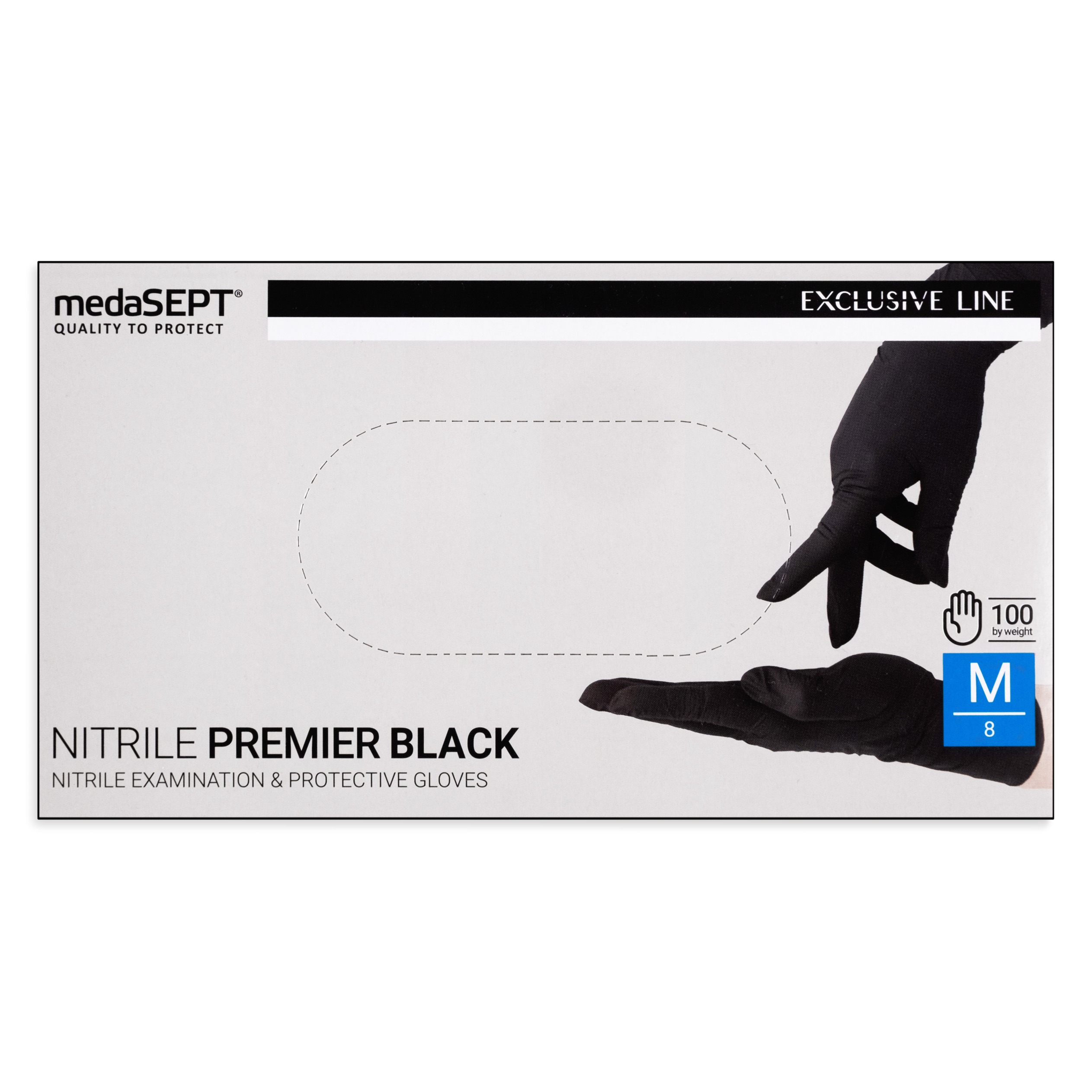 medaSEPT NITRILE PREMIER M rękawice diagnostyczne, nitrylowe, bezpudrowe, czarne 100 szt. - obrazek 2