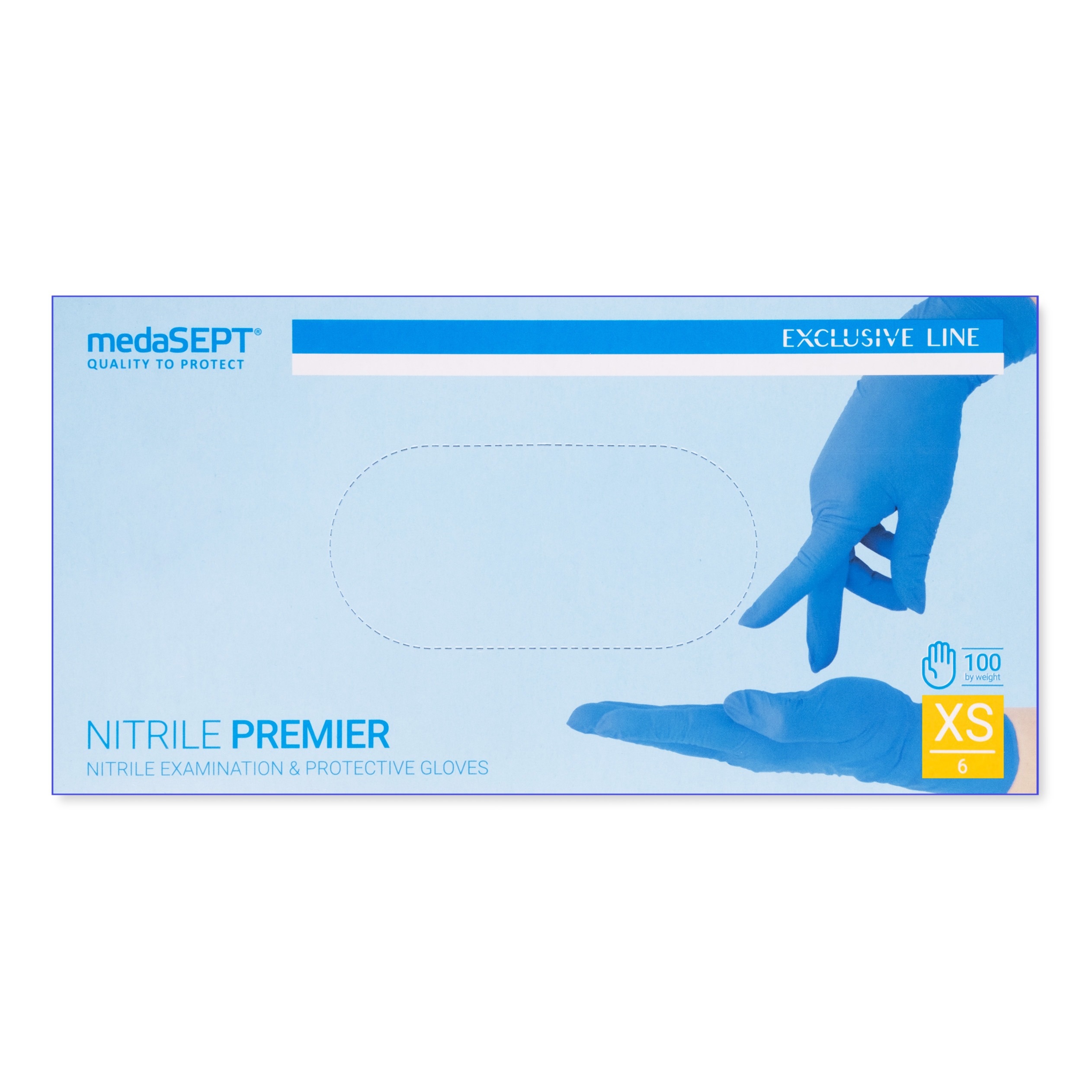 medaSEPT NITRILE PREMIER XS rękawice diagnostyczne, nitrylowe bezpudrowe, niebieskie 100 szt - obrazek 3