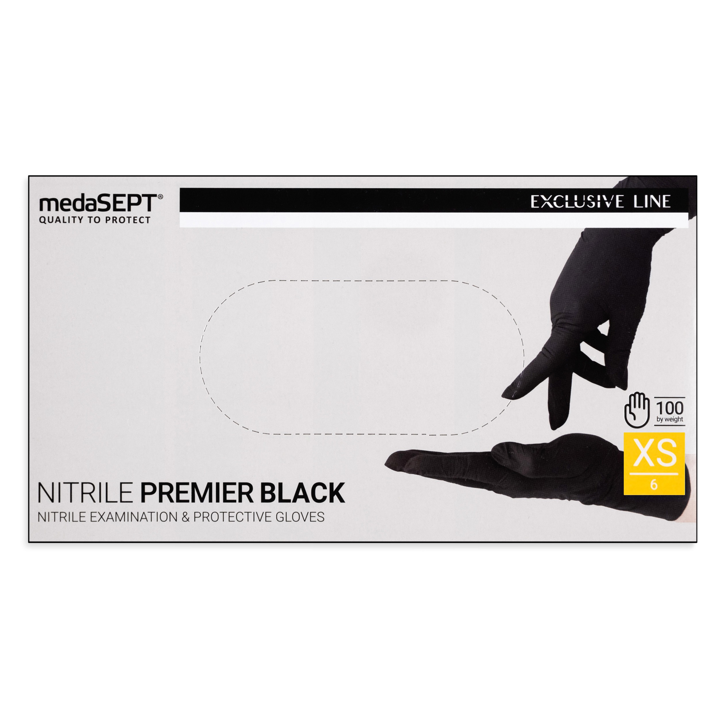 medaSEPT NITRILE PREMIER BLACK XS rękawice diagnostyczne, nitrylowe bezpudrowe, czarne, 100 szt - obrazek 3