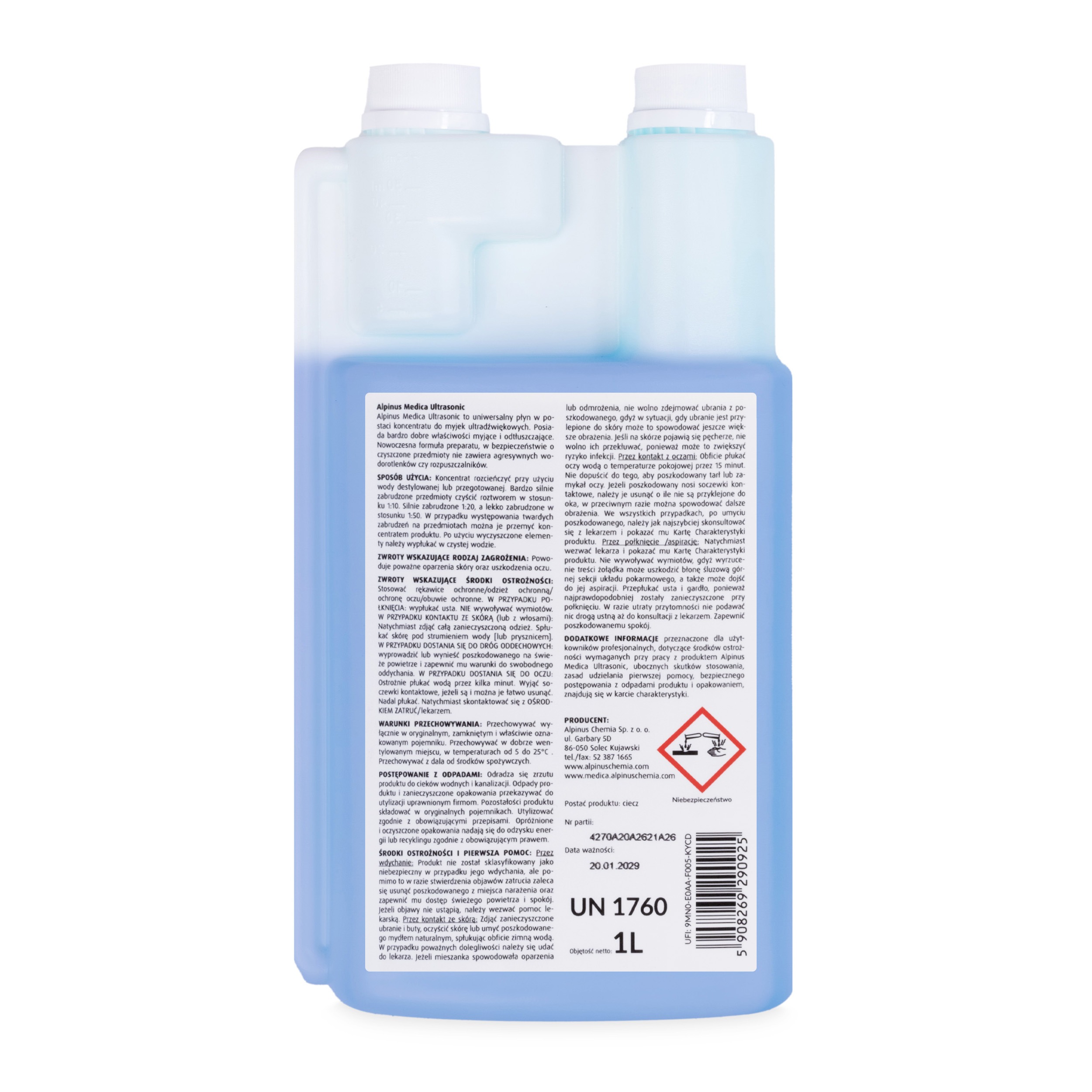 Alpinus Medica Ultrasonic 1L - Koncentrat, płyn do myjek ultradźwiękowych - obrazek 4