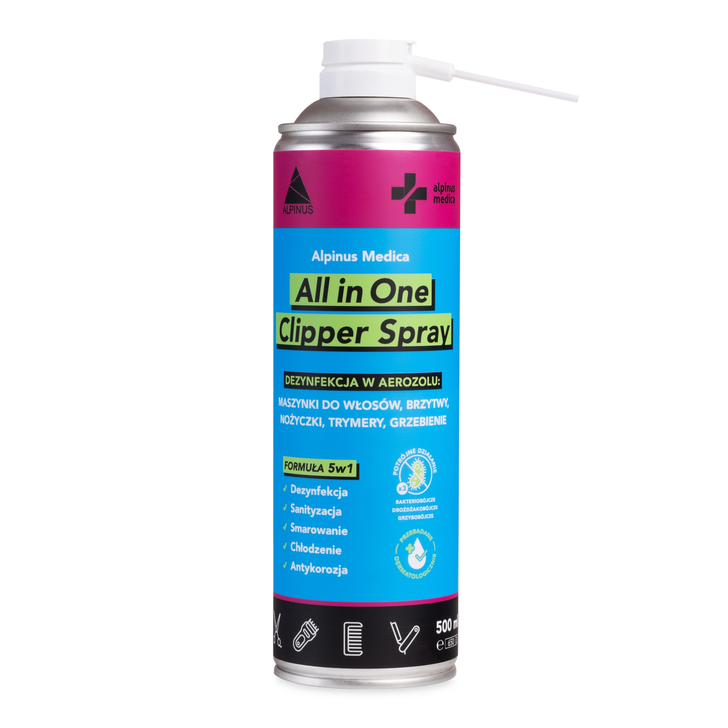 Alpinus Medica All In One Clipper Spray - Dezynfekcja w aerozolu 500 ml - obrazek 2