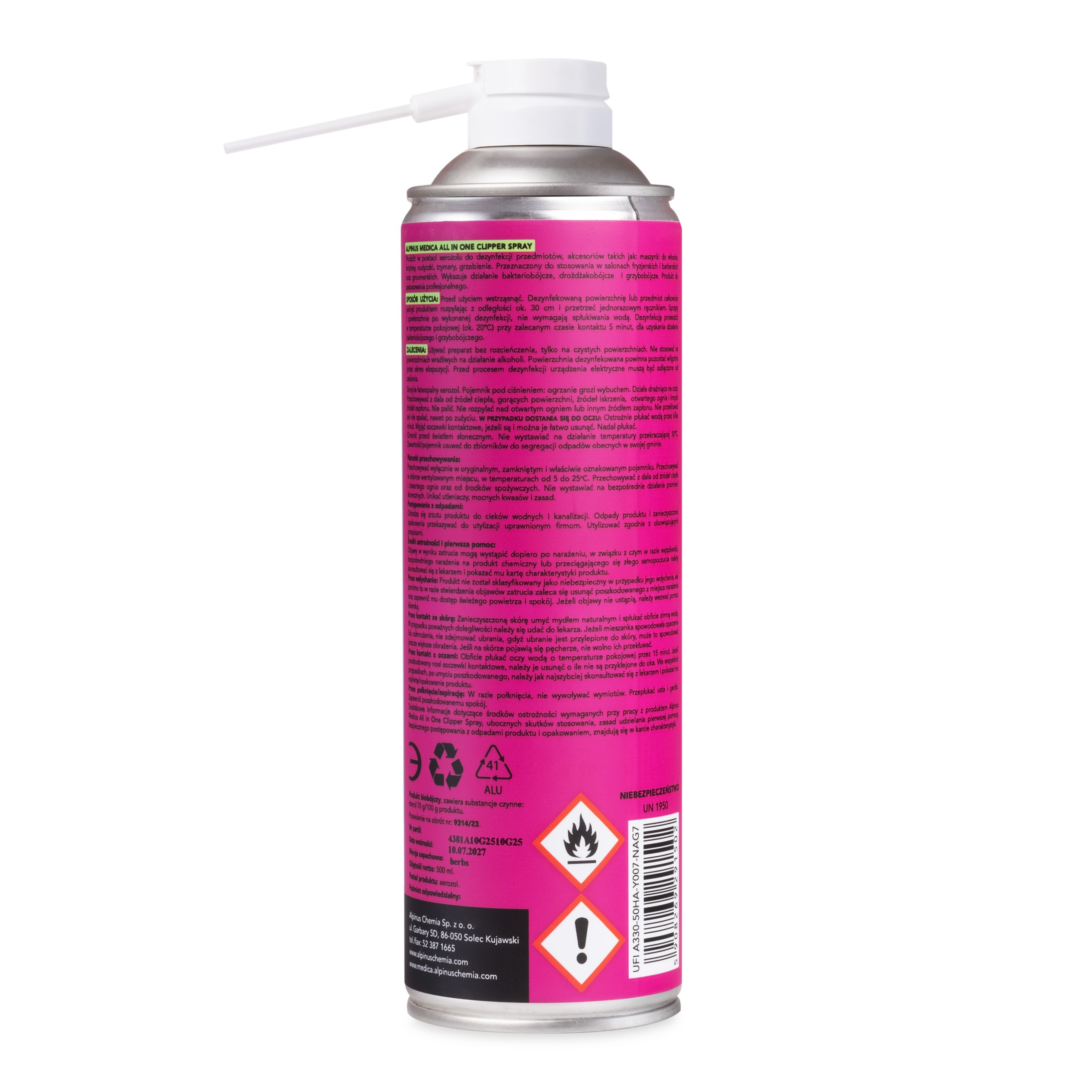 Alpinus Medica All In One Clipper Spray - Dezynfekcja w aerozolu 500 ml - obrazek 3