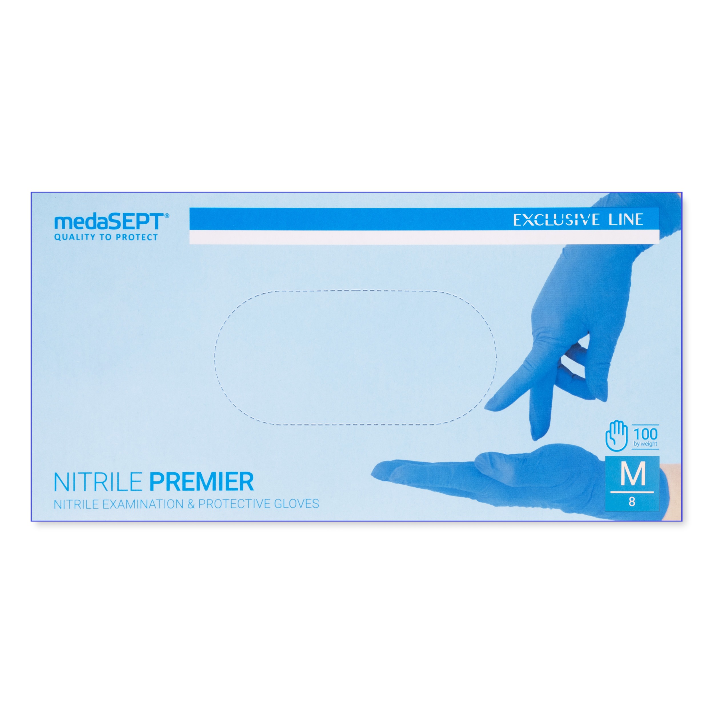 medaSEPT NITRILE PREMIER M rękawice diagnostyczne, nitrylowe bezpudrowe, niebieskie 100 szt - obrazek 2